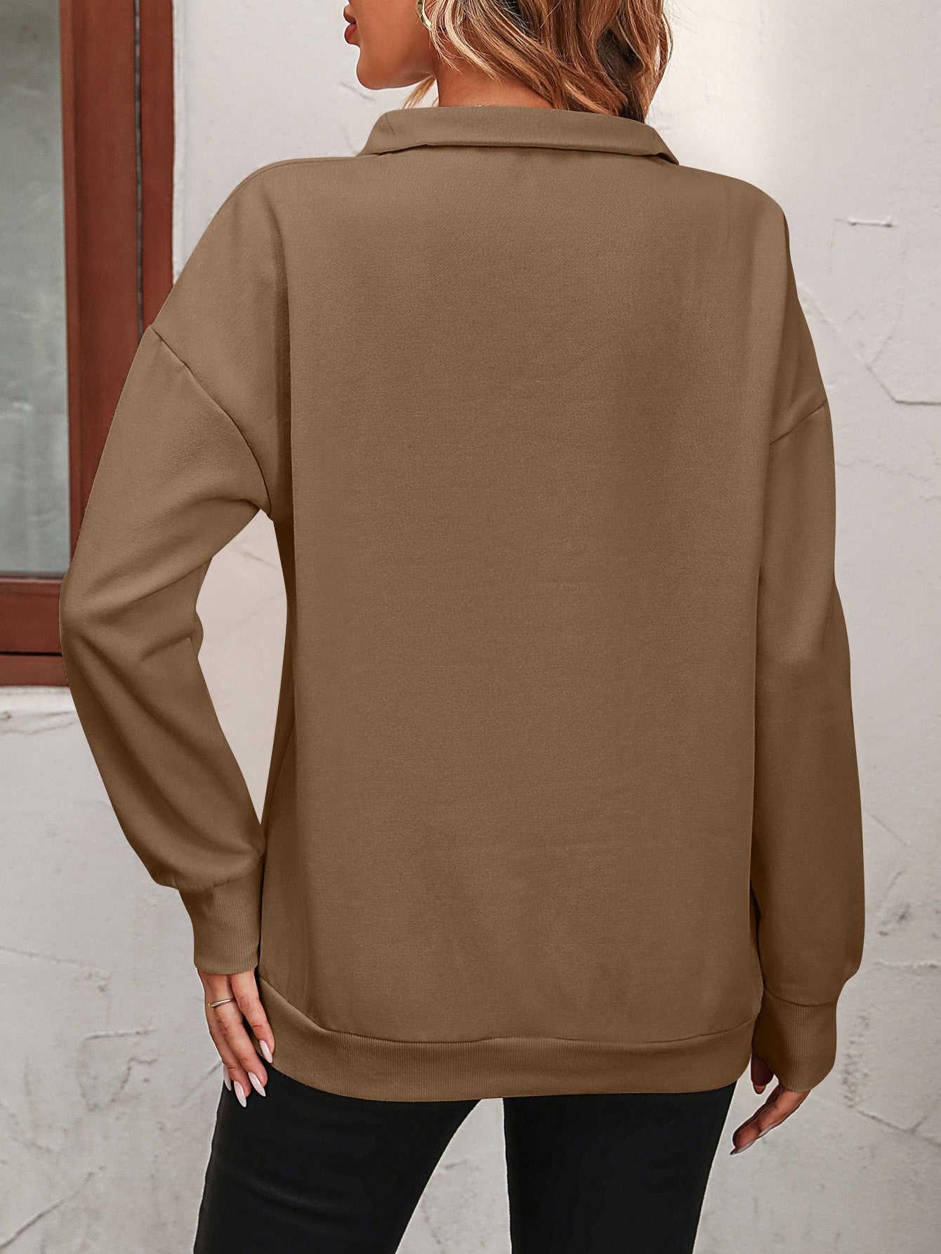 Zip-Up Dropped Shoulder Sweatshirt - Body By J'ne