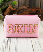 SKIN Embroidered Patch Zipped Cosmetic Bag - Body By J'ne