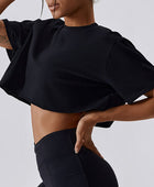 Cropped Round Neck Short Sleeve Active Top - Body By J'ne