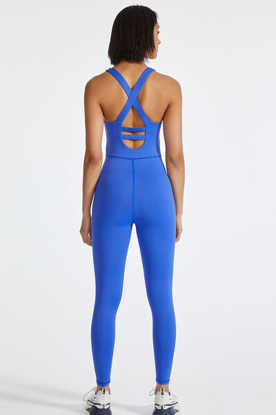 Crisscross Back Wide Strap Active Jumpsuit - Body By J'ne