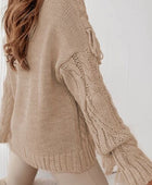 Cable-Knit Fringe Round Neck Sweater - Body By J'ne