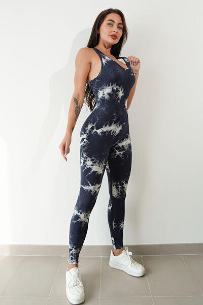 Printed Crisscross Wide Strap Jumpsuit - Body By J'ne