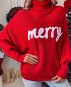 Rose Merry Letter Embroidered High Neck Sweater - Body By J'ne