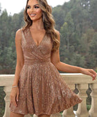 Sequin Surplice Neck Sleeveless Dress - Body By J'ne