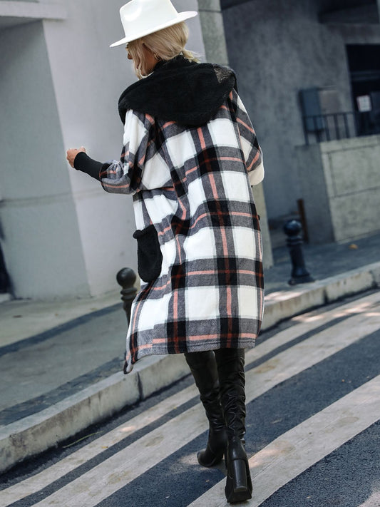 Plaid Button Down Hooded Jacket - Body By J'ne