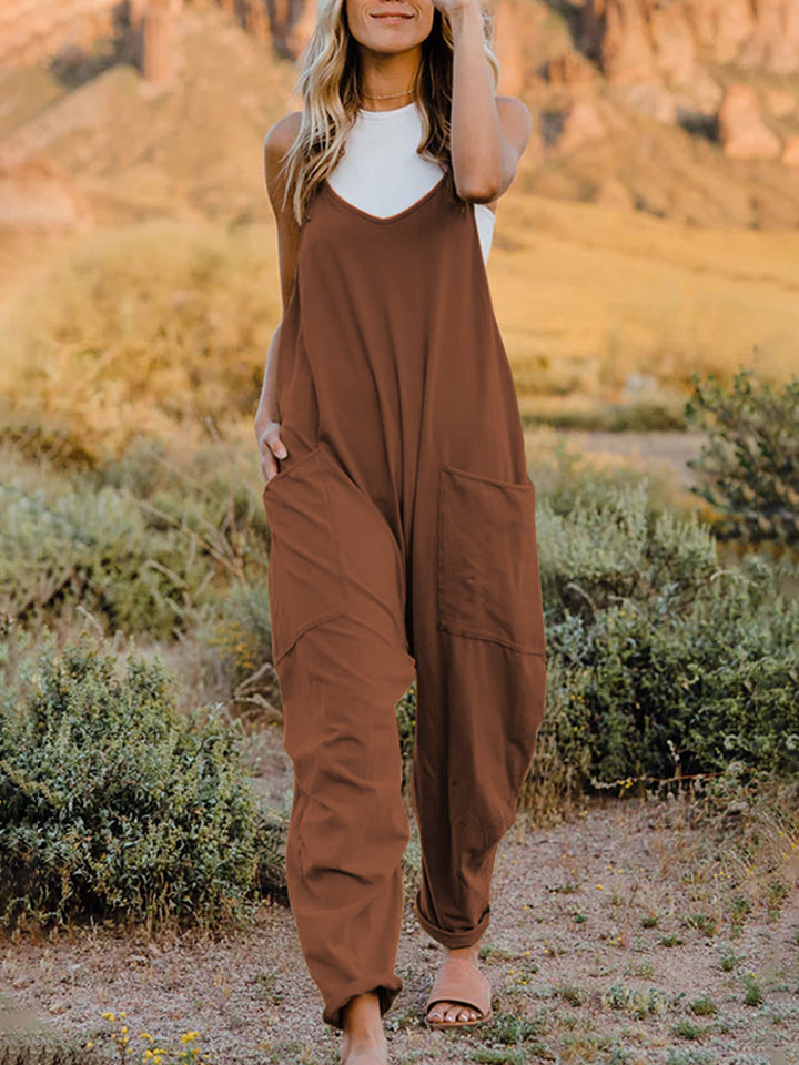 Double Take Full Size Sleeveless V-Neck Pocketed Jumpsuit - Body By J'ne