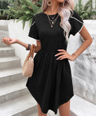 Round Neck Petal Sleeve Dress with Pockets - Body By J'ne