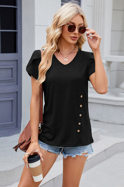 V-Neck Short Sleeve T-Shirt - Body By J'ne