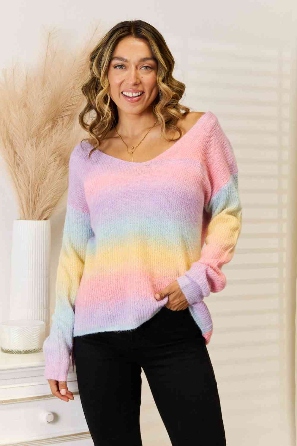 Gradient V-Neck Sweater - Body By J'ne