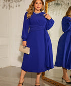 Plus Size Round Neck Long Sleeve Dress - Body By J'ne