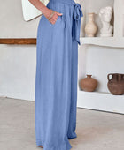 Drawstring Pocketed Wide Leg Pants - Body By J'ne