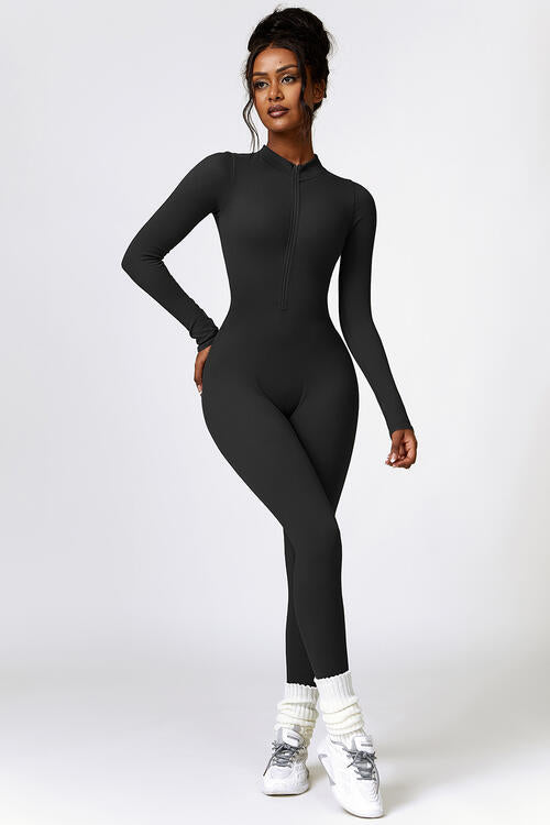 Half Zip Long Sleeve Active Jumpsuit - Body By J'ne