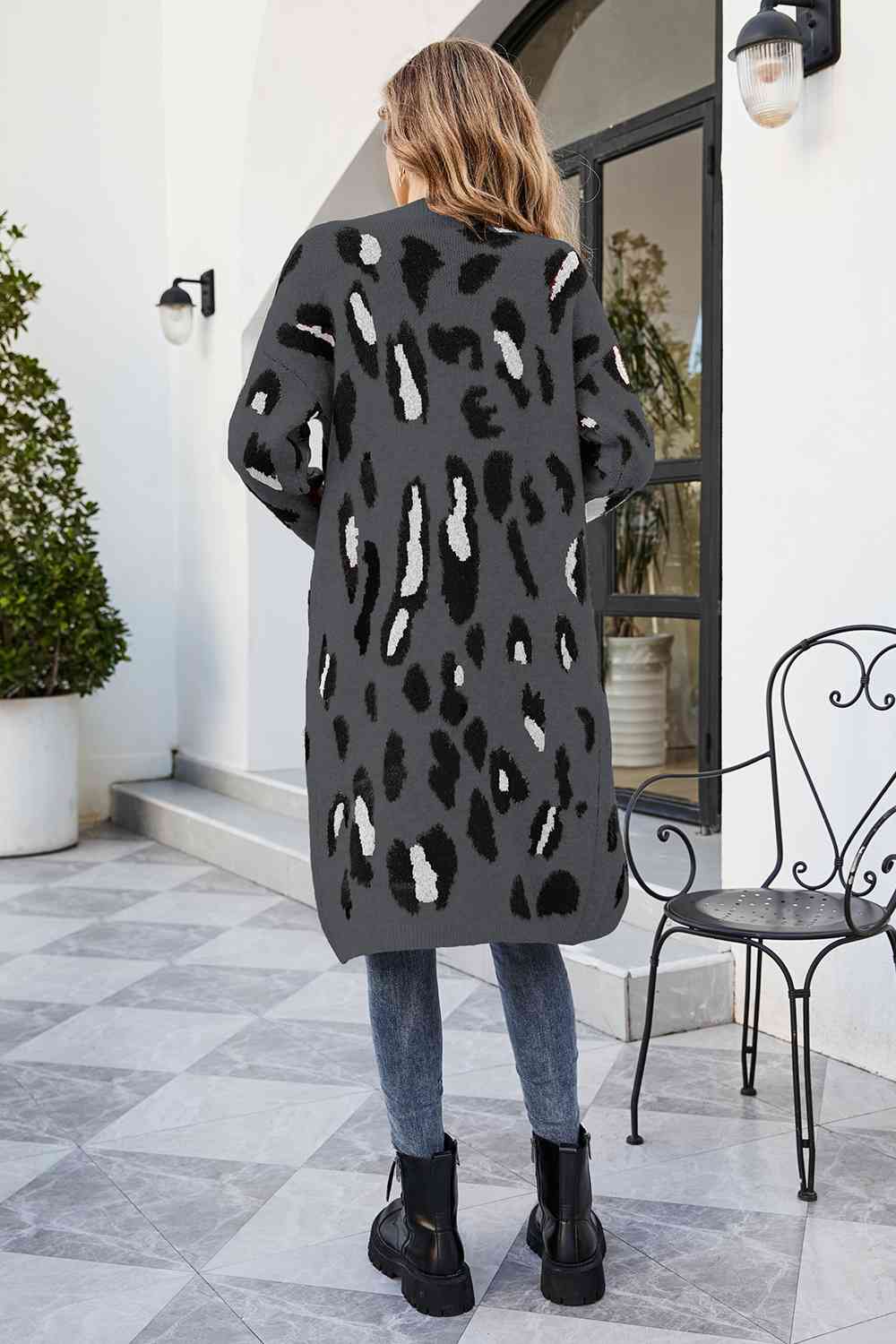 Leopard Open Front Cardigan with Pockets - Body By J'ne