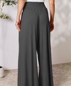 Smocked Wide Waistband Wide Leg Pants - Body By J'ne