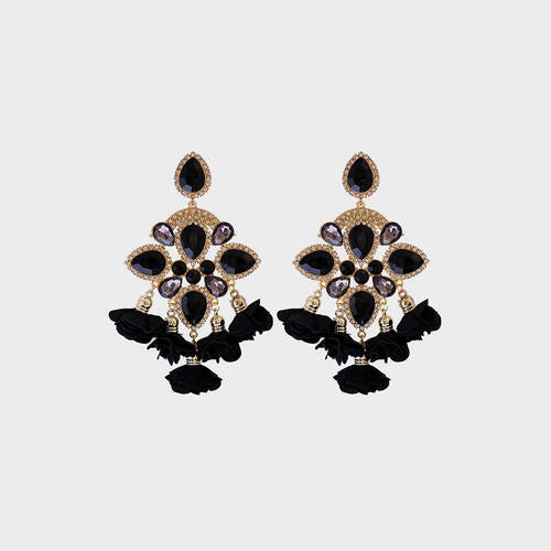 Flower Shape Rhinestone Alloy Dangle Earrings - Body By J'ne