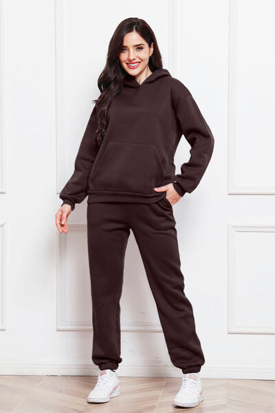 Drop Shoulder Long Sleeve Hoodie and Pants Set - Body By J'ne