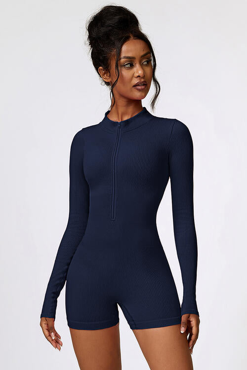 Half Zip Long Sleeve Active Romper - Body By J'ne