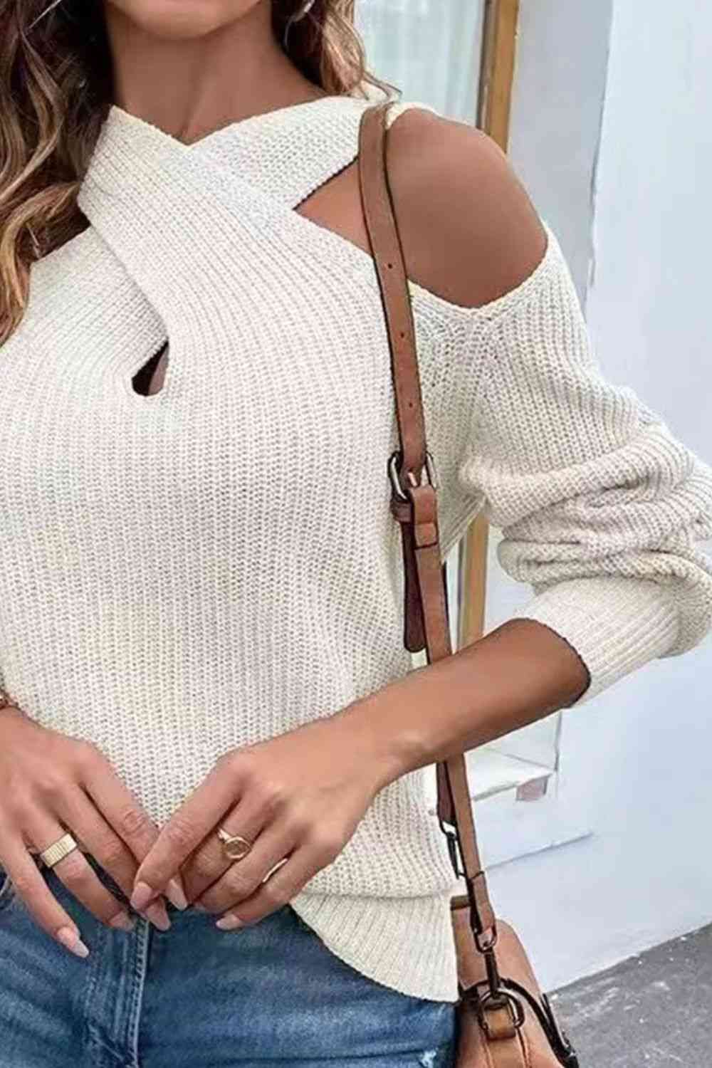 Crisscross Cold-Shoulder Sweater - Body By J'ne