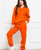 Half Zip Long Sleeve Sweatshirt and Pants Set - Body By J'ne