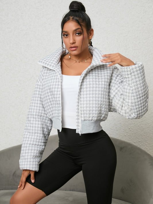 Houndstooth Zip-Up Jacket - Body By J'ne