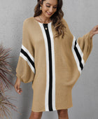 Ribbed Round Neck Long Sleeve Sweater Dress - Body By J'ne