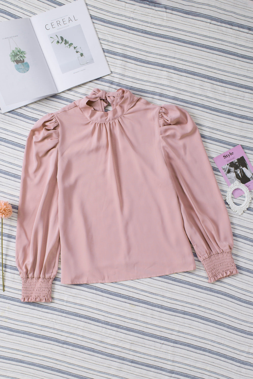 Mock Neck Puff Sleeve Blouse - Body By J'ne