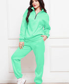 Half Zip Long Sleeve Sweatshirt and Pants Set - Body By J'ne