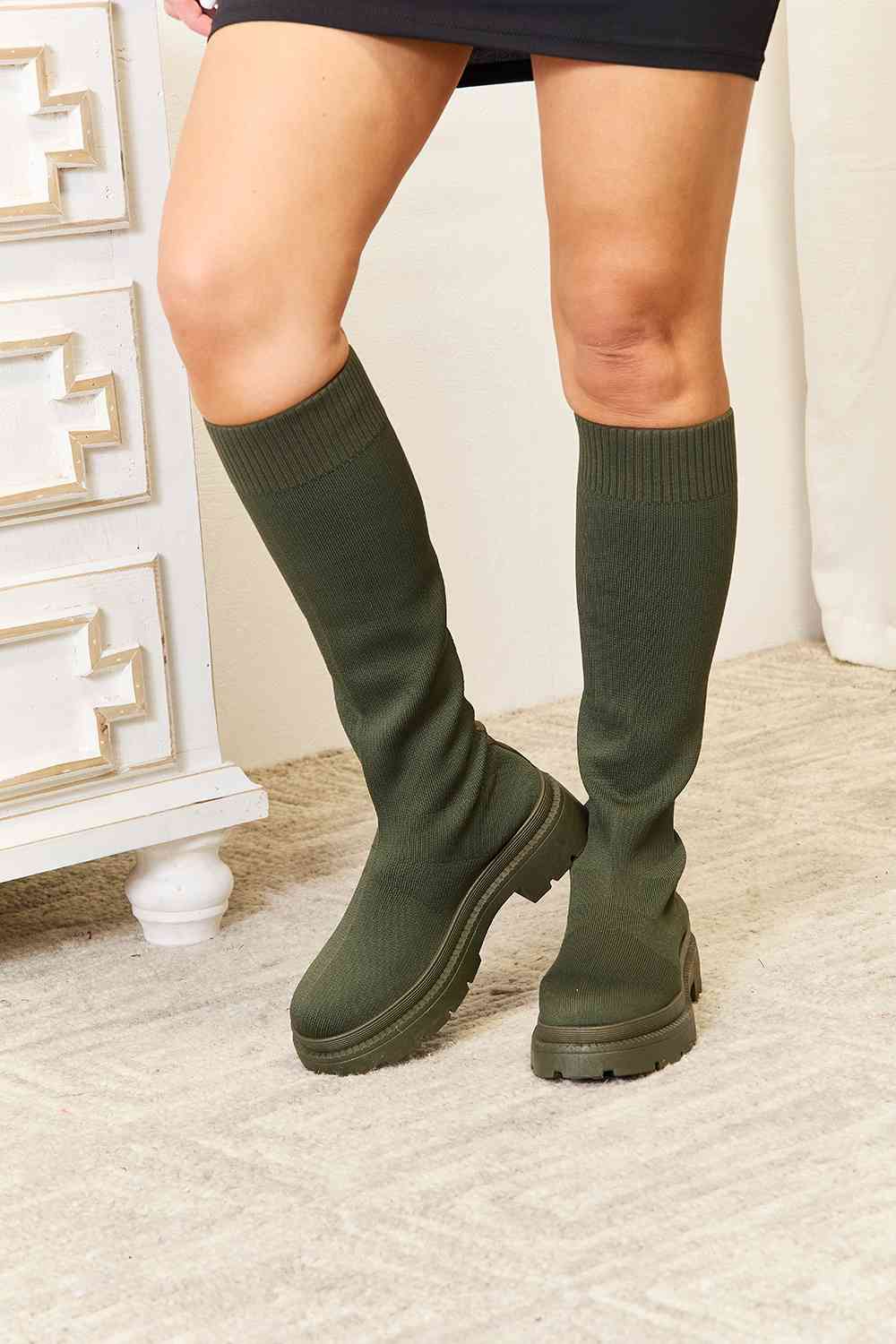 Knee High Platform Sock Boots - Body By J'ne