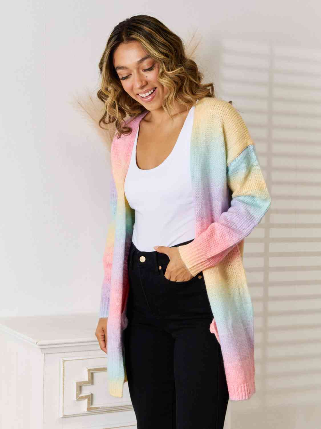 Full Size Gradient Open Front Cardigan - Body By J'ne