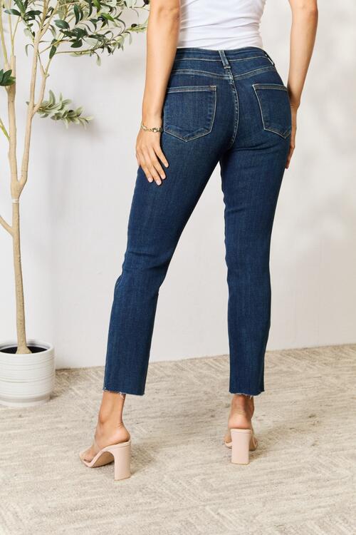 Full Size Raw Hem Straight Jeans - Body By J'ne