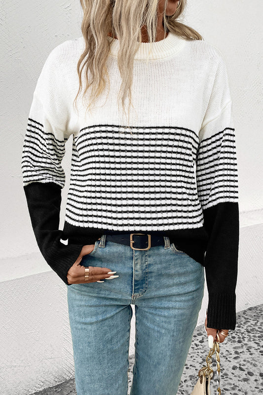 Striped Drop Shoulder Sweater - Body By J'ne