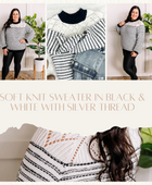 Soft Knit Sweater In Black & White With Silver Thread - Body By J'ne