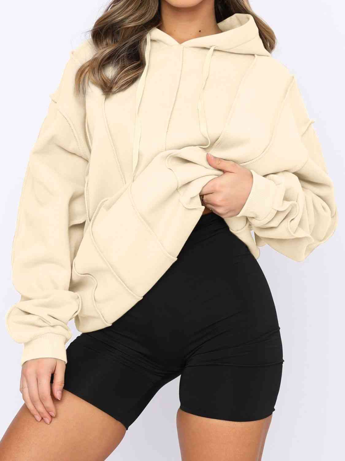 Exposed Seams Long Sleeve Hoodie - Body By J'ne