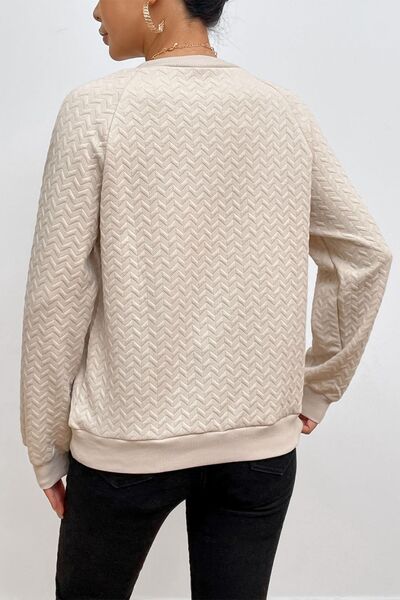 Texture Round Neck Long Sleeve Sweatshirt - Body By J'ne