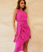 Slit Tied Single Shoulder Dress - Body By J'ne