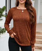 Texture Round Neck Long Sleeve Knit Top - Body By J'ne
