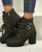 PU Leather Round Toe Block Heel Boots - Body By J'ne