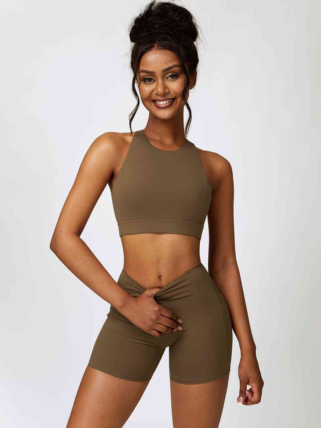 Cutout Cropped Sport Tank and Shorts Set - Body By J'ne