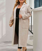 Plus Size Collared Neck Buttoned Longline Coat - Body By J'ne