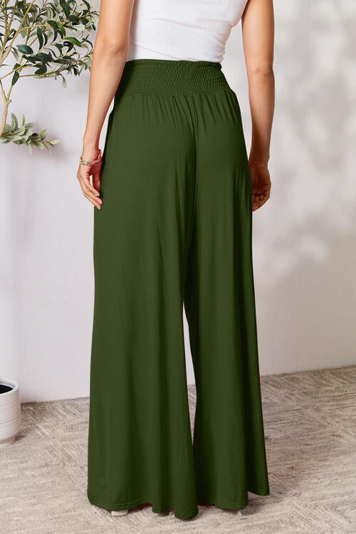 Smocked Wide Waistband Wide Leg Pants - Body By J'ne