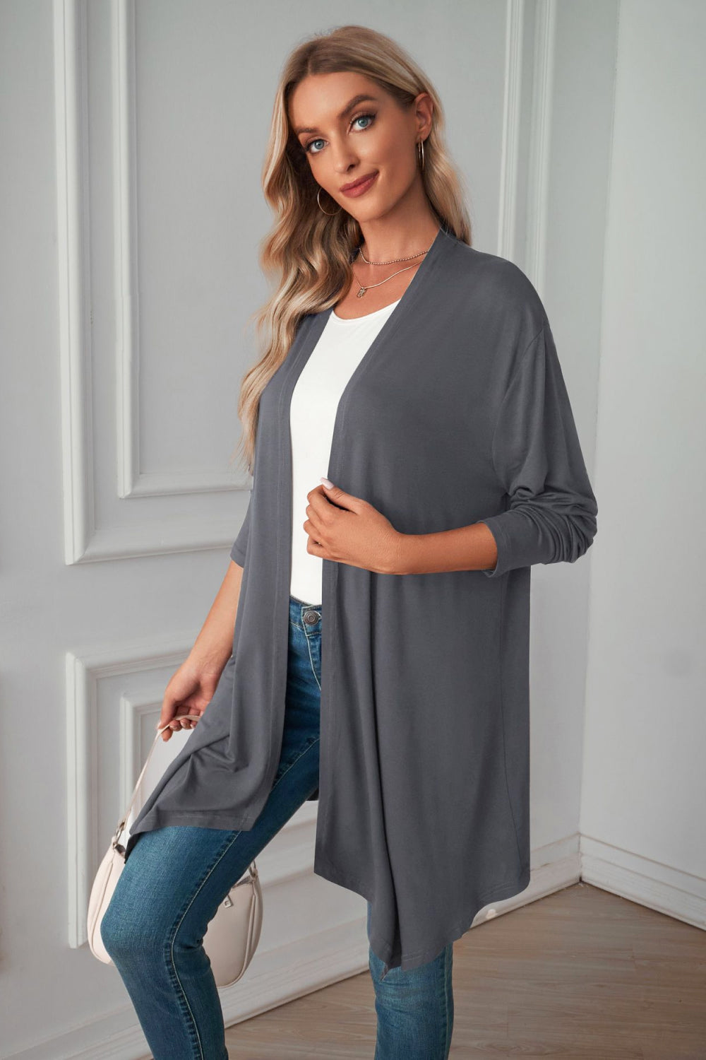 Open Front Long Sleeve Cardigan - Body By J'ne