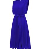 Tied Round Neck Pleated Midi Dress - Body By J'ne