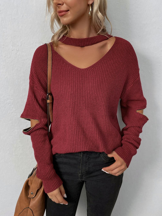 Cutout Zip Detail Sweater - Body By J'ne