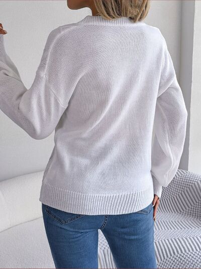 Cable-Knit Buttoned V-Neck Sweater - Body By J'ne