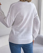 Cable-Knit Buttoned V-Neck Sweater - Body By J'ne