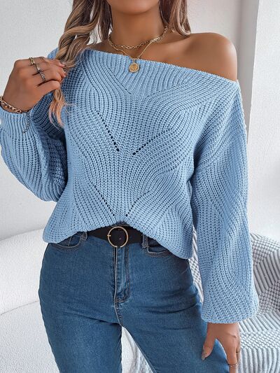 Openwork Long Sleeve Sweater - Body By J'ne