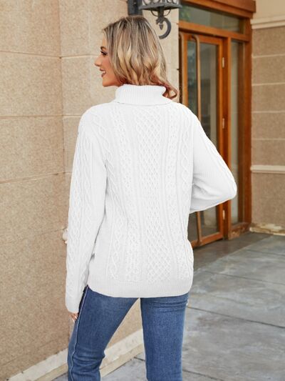 Cable-Knit Mock Neck Sweater - Body By J'ne