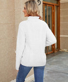 Cable-Knit Mock Neck Sweater - Body By J'ne