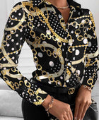 Printed Collared Neck Long Sleeve Shirt - Body By J'ne