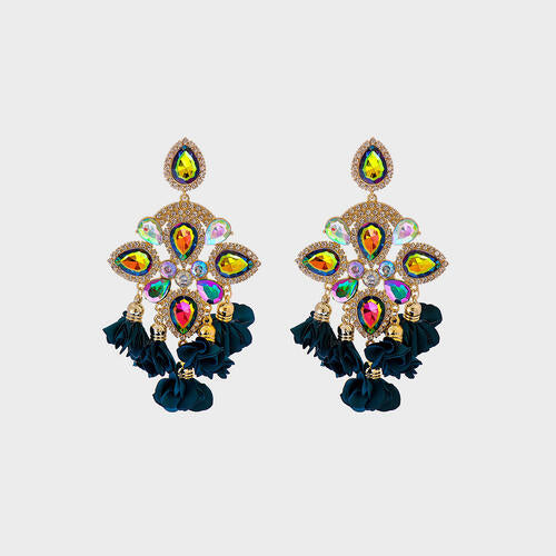 Flower Shape Rhinestone Alloy Dangle Earrings - Body By J'ne